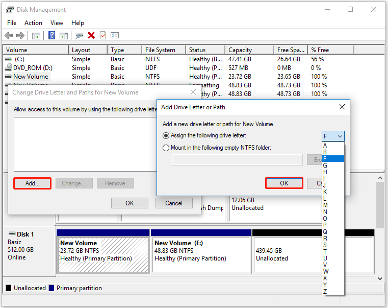 assign a drive letter for the drive