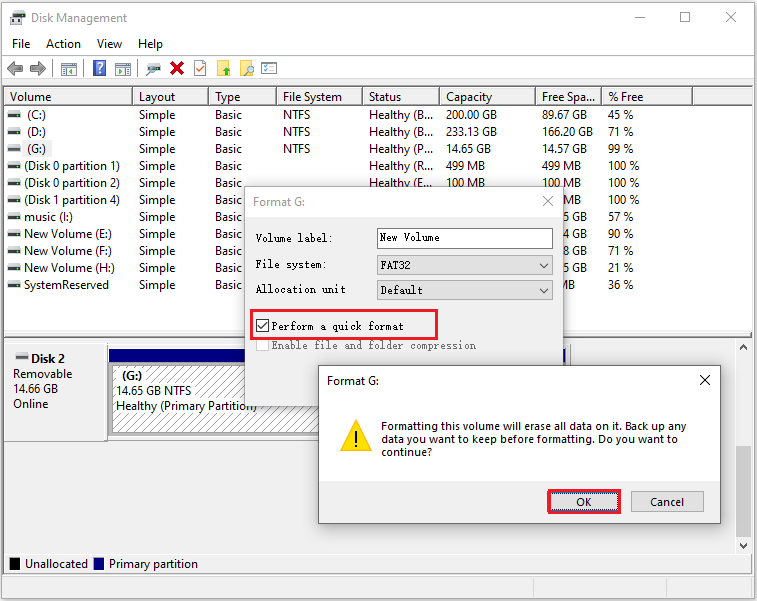 format SD card via Disk Management