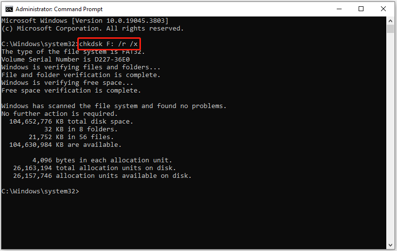 run the CHKDSK command in Command Prompt