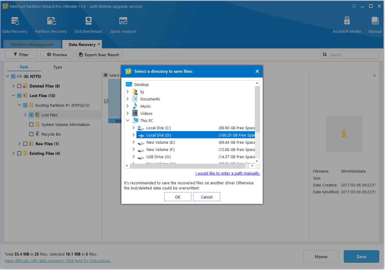 save files in MiniTool Partition Wizard