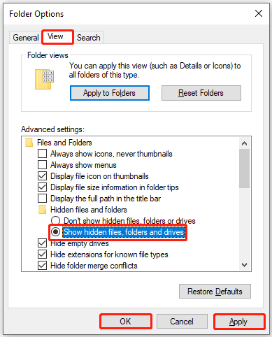 show hidden file using File Explorer