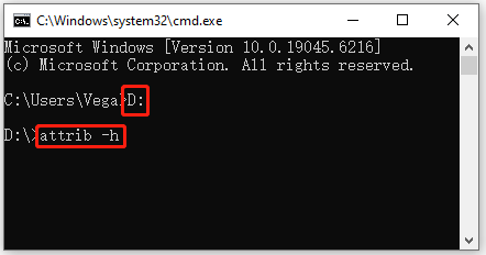 unhide files in the folder using Command Prompt