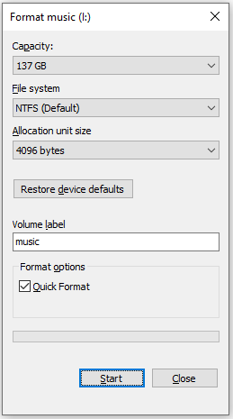 format SD card via file explorer