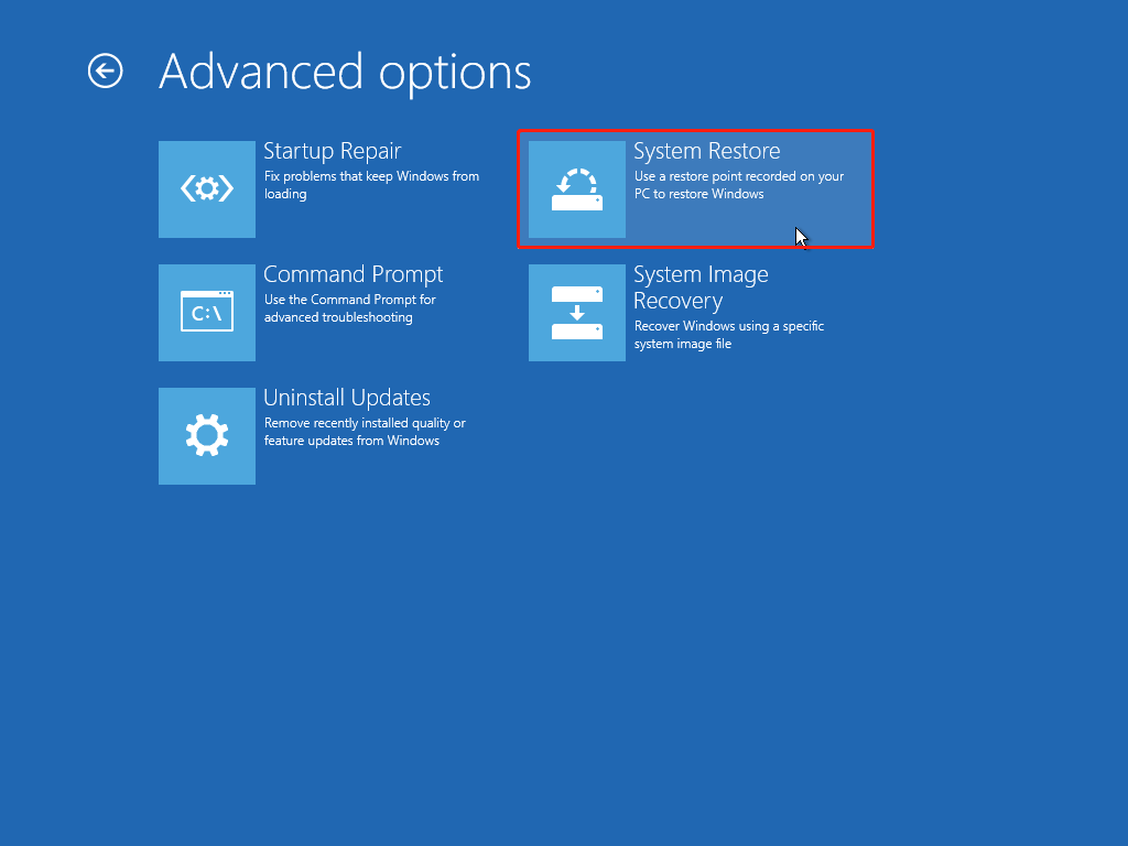 select System Restore