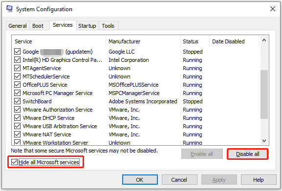 disable background services