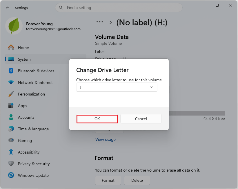 change a drive letter