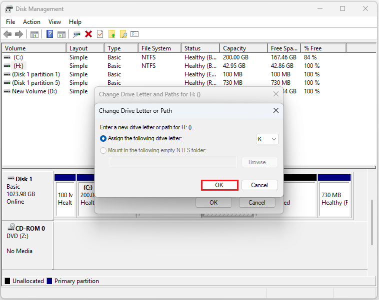 select a drive letter