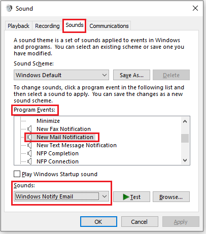 change email notification sound