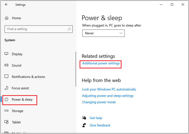 click Additional power settings
