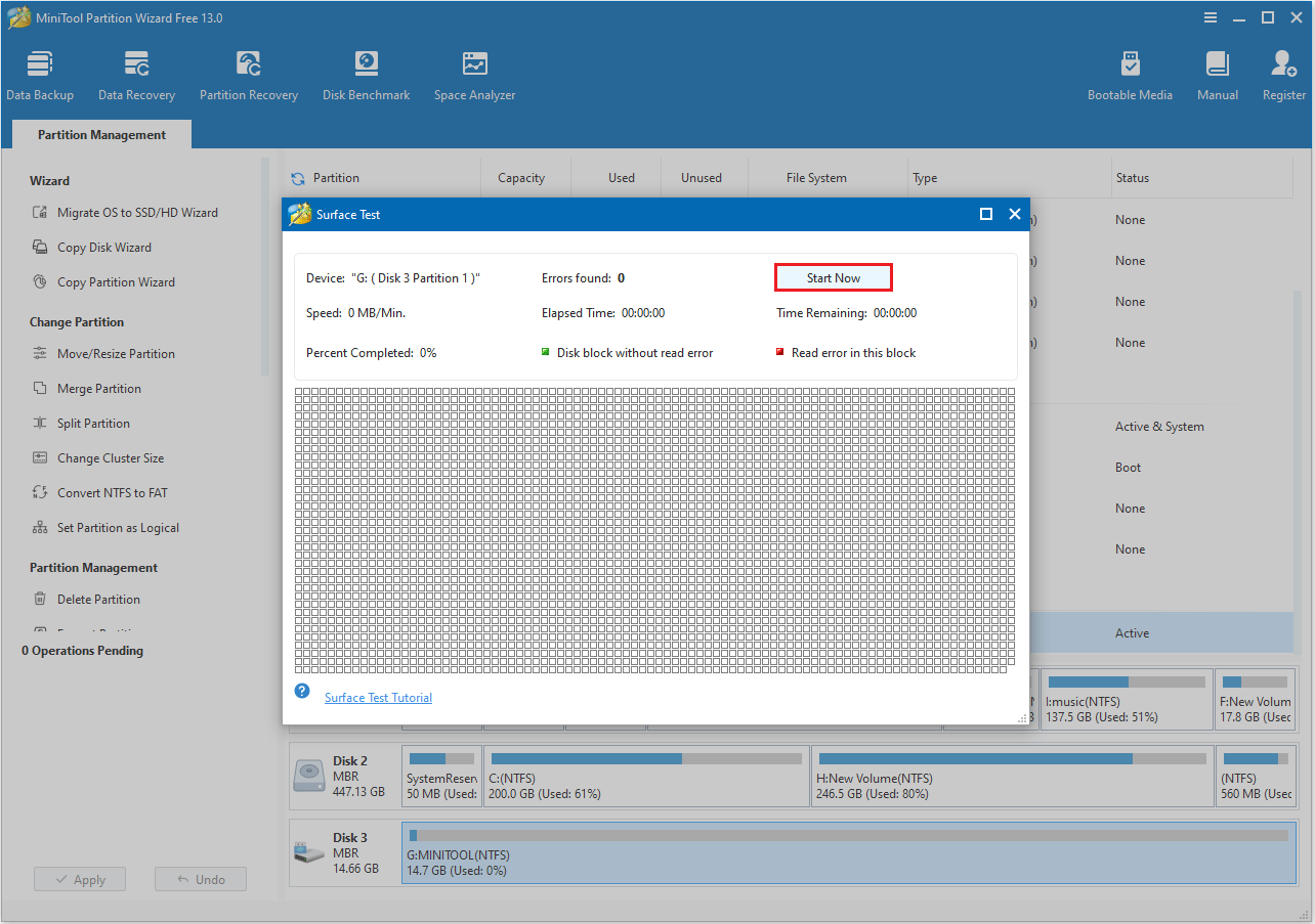 click Start Now in MiniTool Partition Wizard