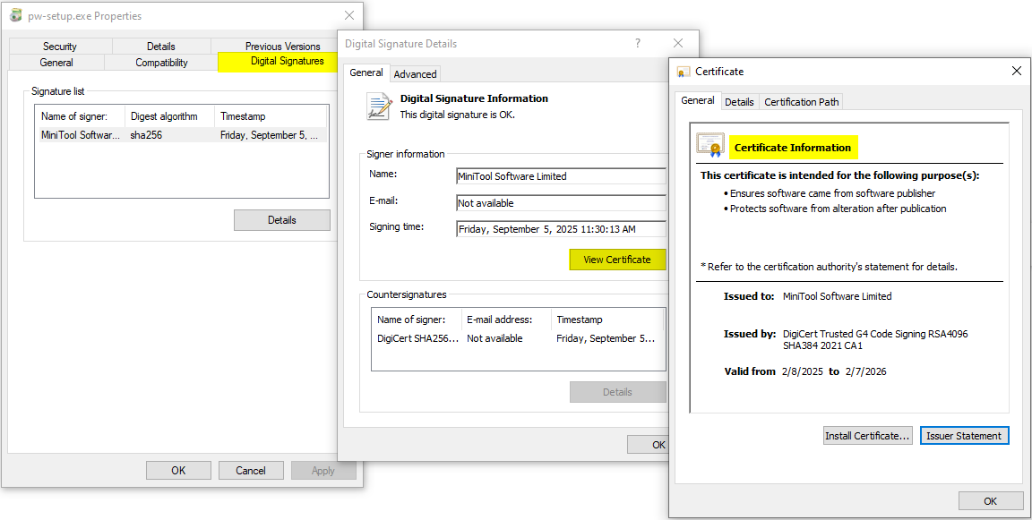 screenshot showing that MiniTool Partition Wizard is certified officially