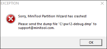 screenshot showing MiniTool Partition Wizard gets crashed while running ESET