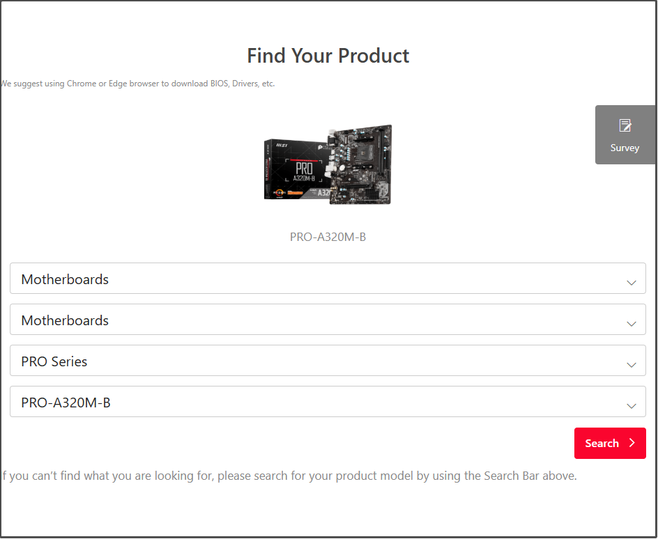 find the download for your specific download of the motherboard