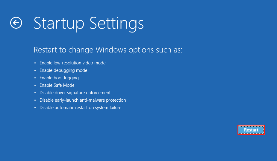 click the Restart button
