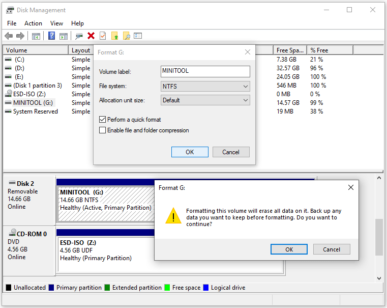 format the drive using Disk Management