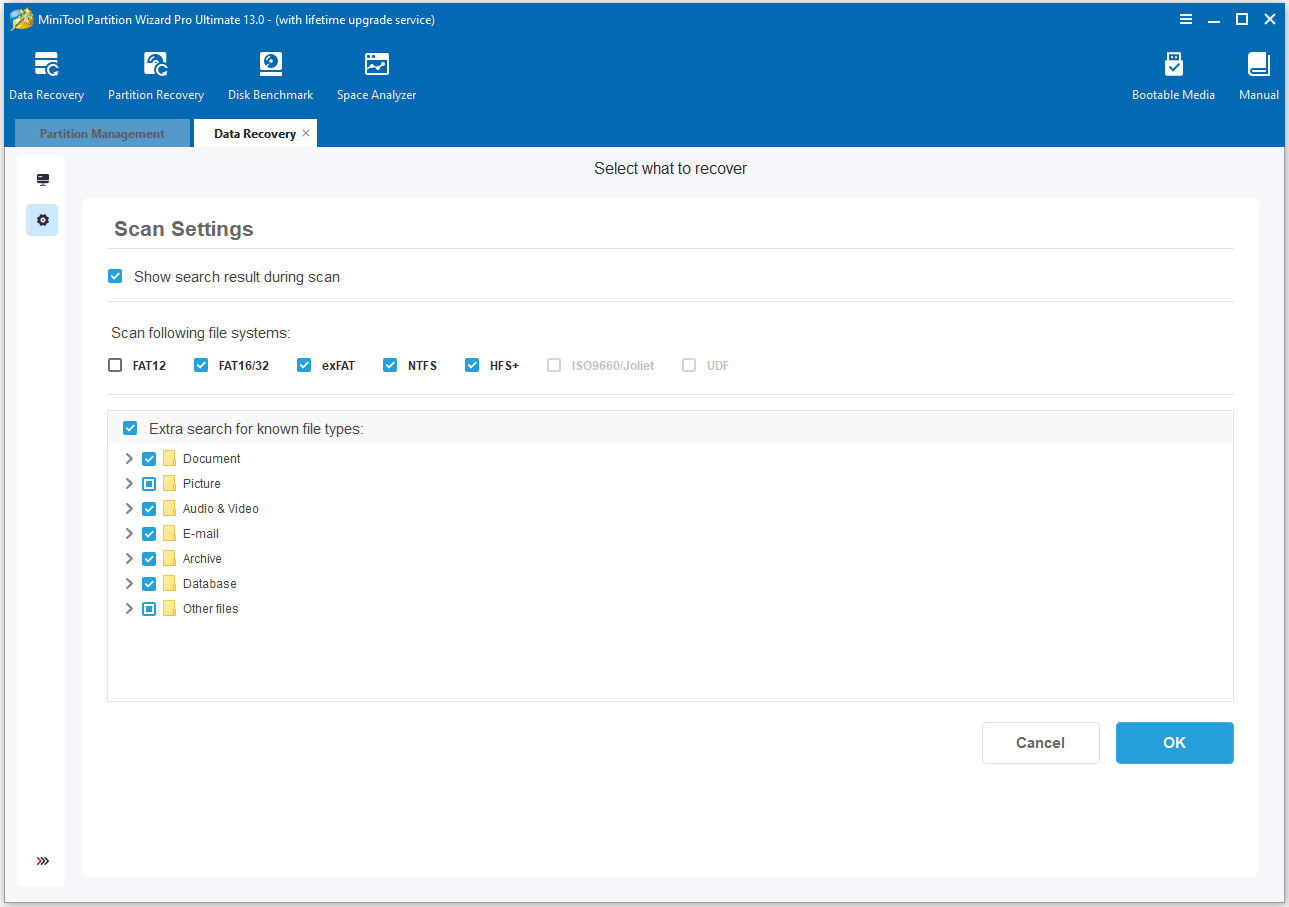 adjust the scan settings