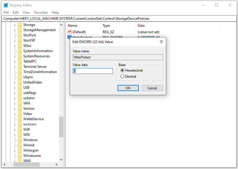 edit the Windows Registry Editor