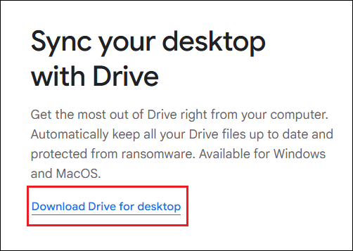click Download Drive for desktop