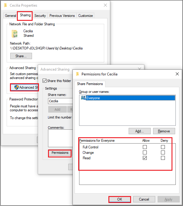 setting up a shared folder