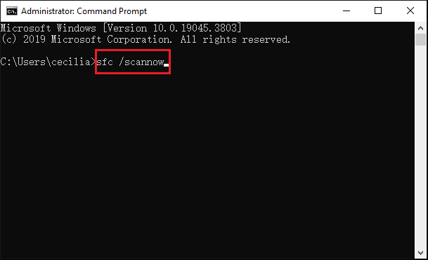 type sfc /scannow in the Command Prompt