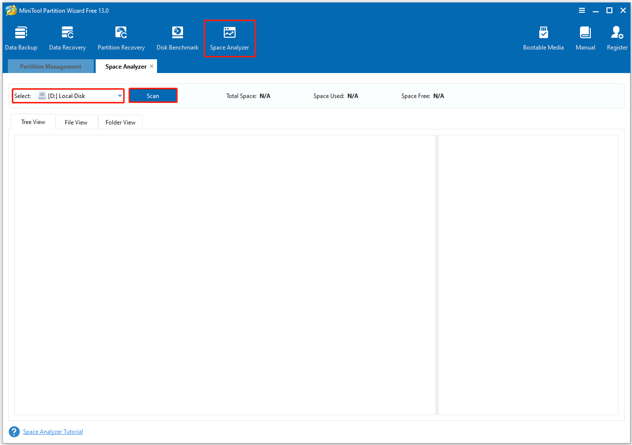choose the partition to scan in MiniTool Partition Wizard