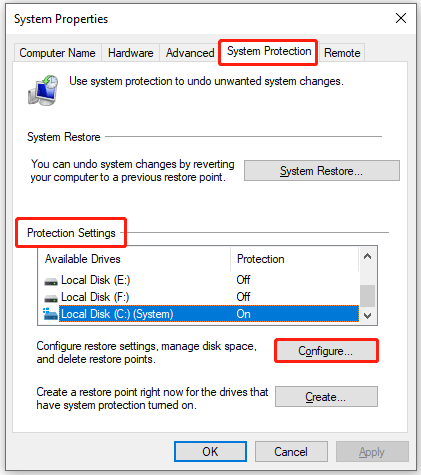 click the Configure button