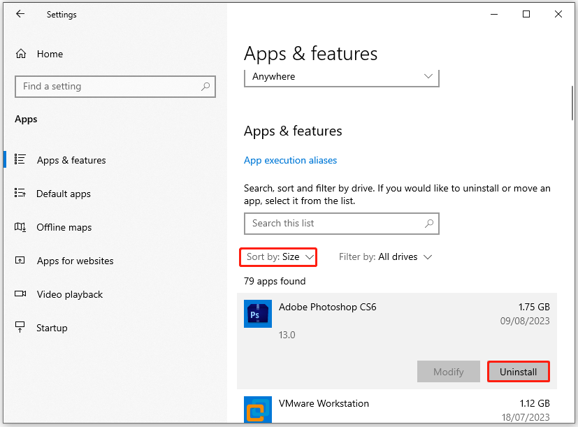 uninstall unused apps