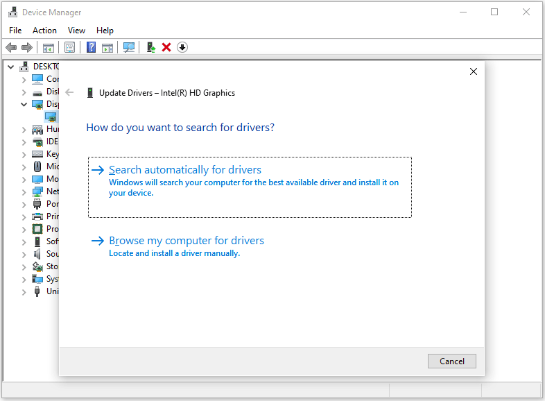 update drivers in Device Manager