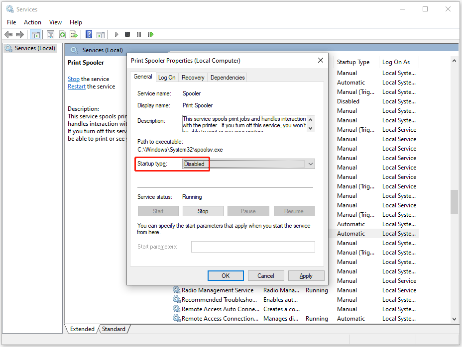 disable unnecessary Windows services