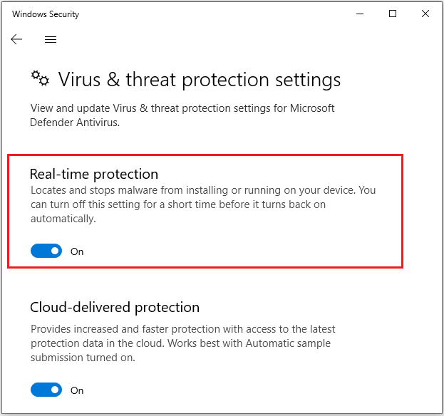 click Real-time protection