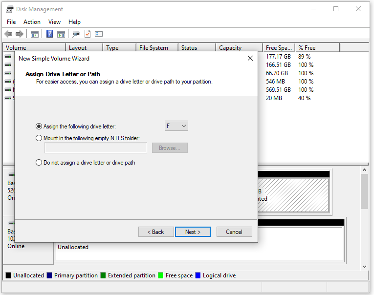 create a partition in Disk Management