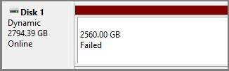 A Failed dynamic disk volume.