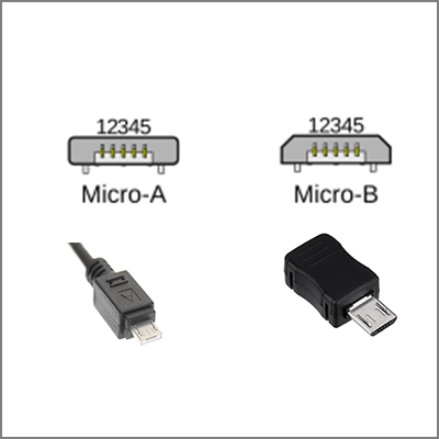 USB Micro A and Micro B interfaces.