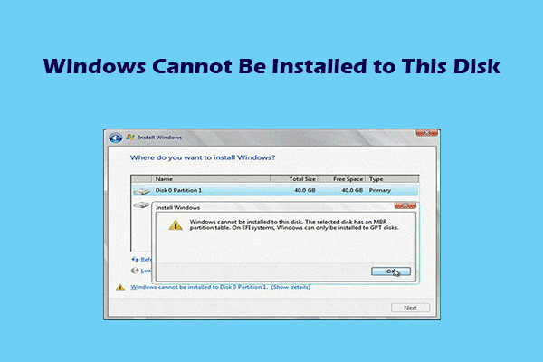 Fix 5 “Windows Cannot Be Installed to This Disk” Errors