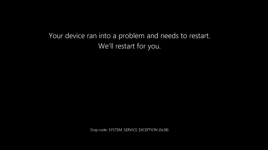 Your device ran into a problem and needs to restart BSOD