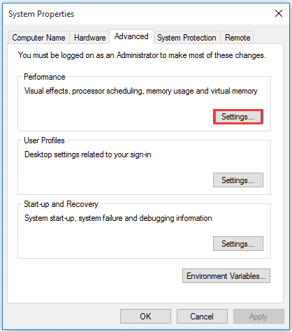 click Advanced tab