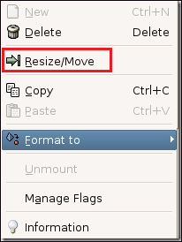 The Resize or Move option.
