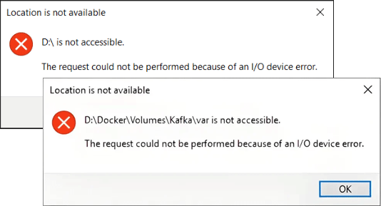 Location is not available, the request could not be performed because of an IO device error.