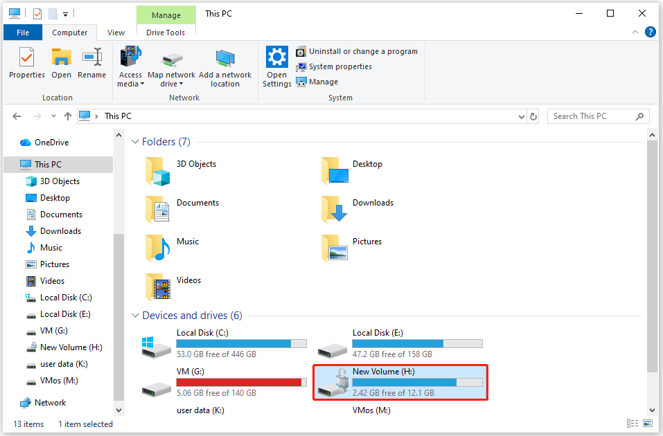 The MiniTool Partition Wizard interface with the BitLocker-protected drive shown.