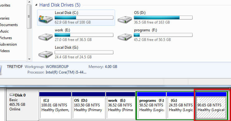 hard drive only shows in disk management