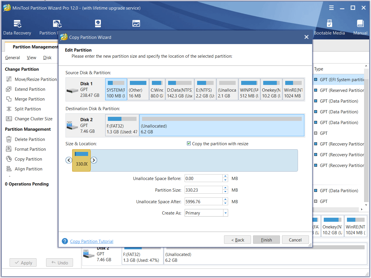 edit the new partition size