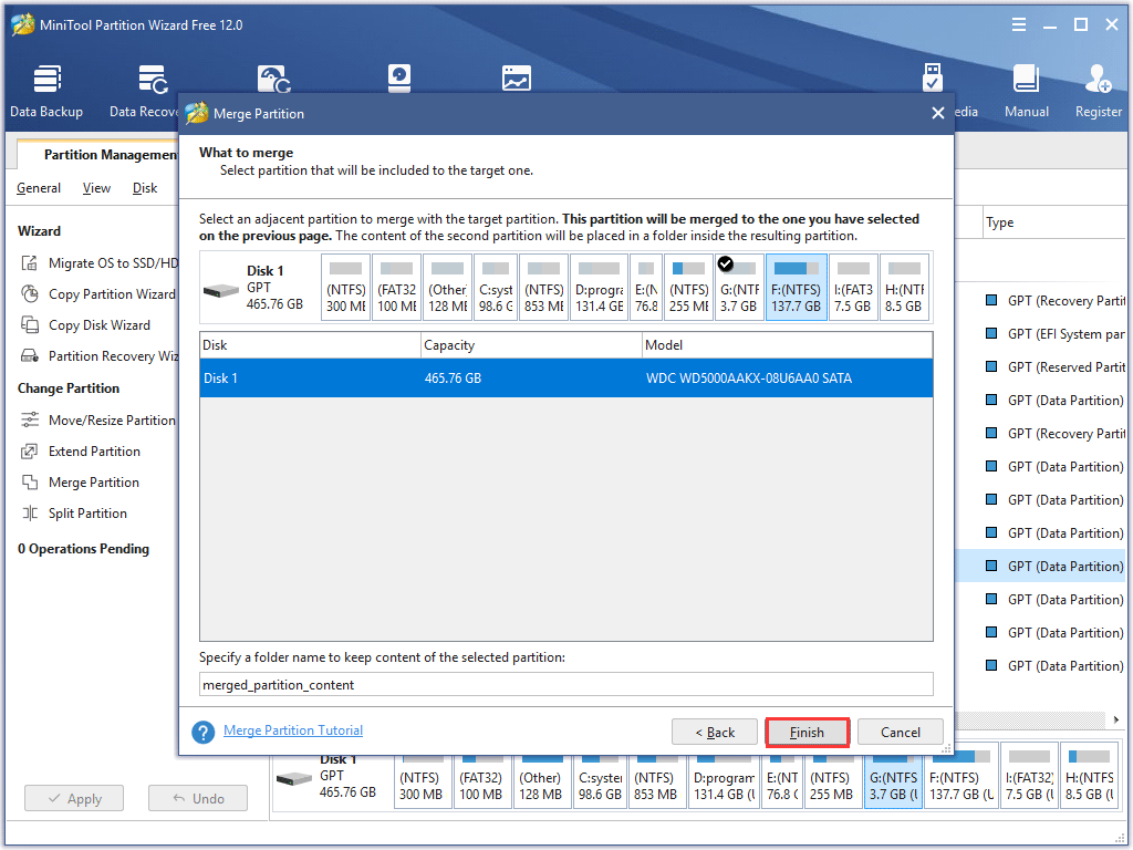 select an adjacent partition to be merged