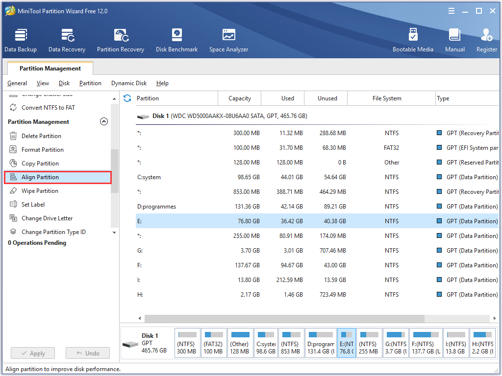 align SSD partition