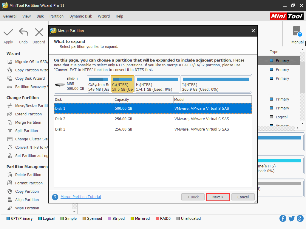 choose the system partition to expand