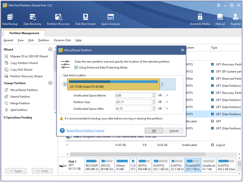 MiniTool Partition Wizard helps to shrink volume