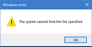 system cannot find the file specified