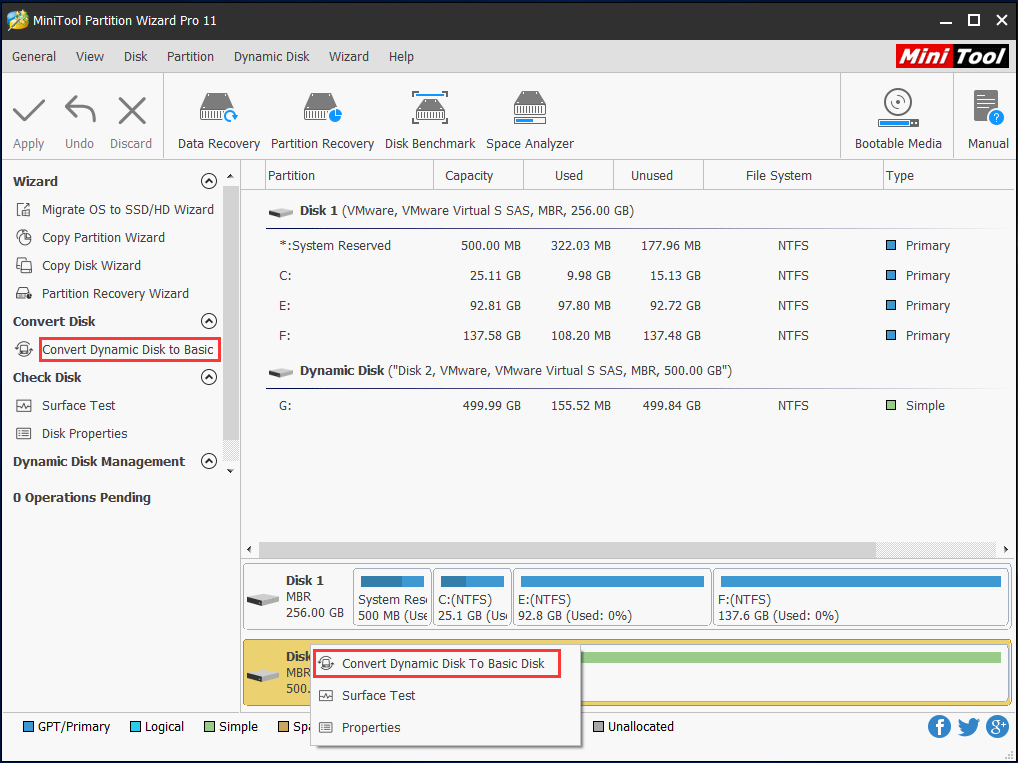 convert dynamic disk to basic without losing data