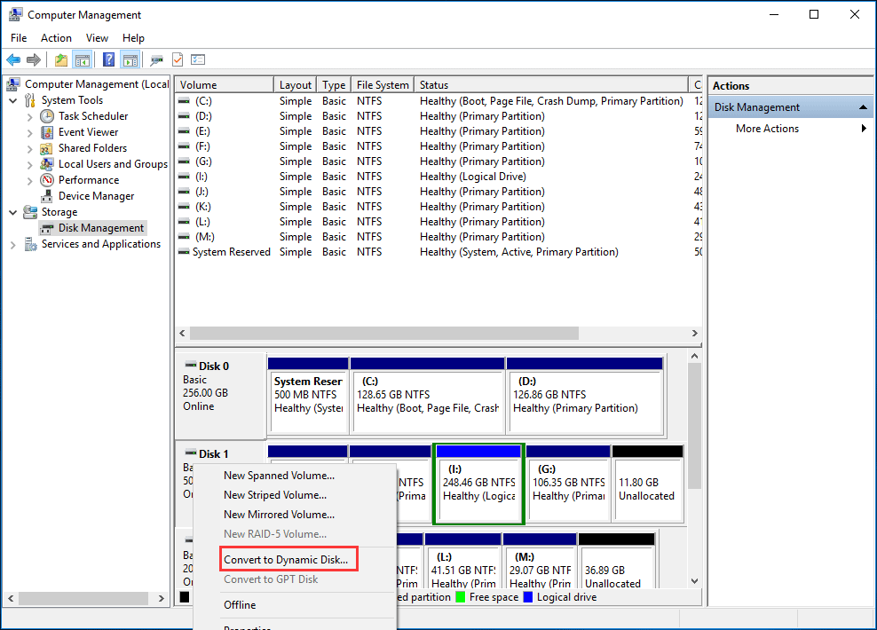 convert to dynamic disk in DM