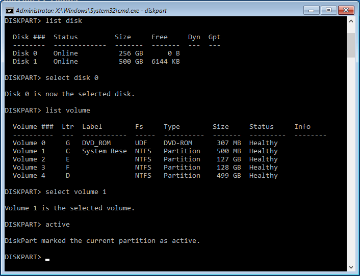 mark system partition active in cmd