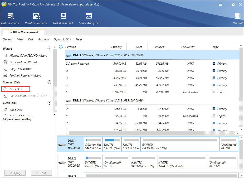 copy disk in partition wizard